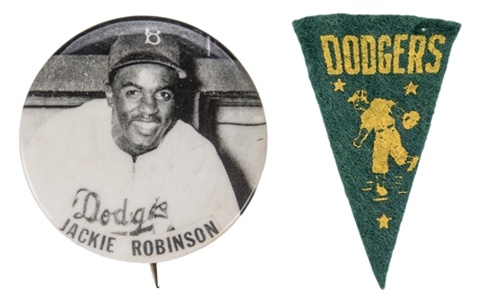 1947 Jackie Robinson Brooklyn Dodgers Pin and Mini Pennant 